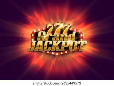 Shining sign Grand Jackpot on a bright background. Vector illustration.