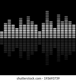 Shining silver digital equalizer background with flares. RGB EPS 10 vector illustration