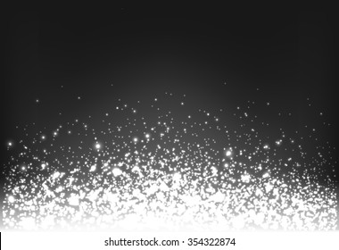 Shining silver explosion on black background, vector