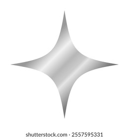 Shining silver star emoji.3d style gray metallic star icon,twinkle social media platform symbol on transparent background. Vector illustration EPS 10