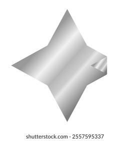 Shining silver star emoji.3d style gray metallic star icon,twinkle social media platform symbol on transparent background. Vector illustration EPS 10