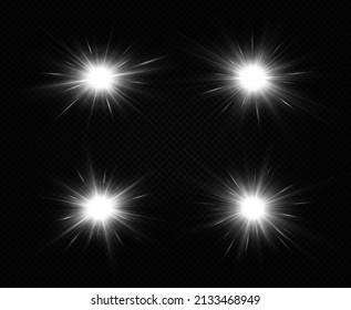 Shining silver stars isolated on black background. Glow effect. The star burst with brilliance.