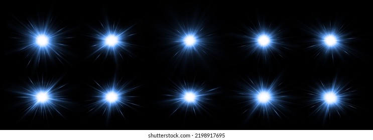 Shining silver stars isolated on transparent background. The star burst with brilliance.