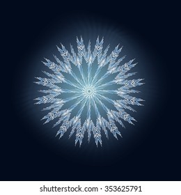 shining snowflake on dark blue background