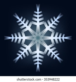 Shining snowflake. Winter emblem. Christmas. Blue snowflake