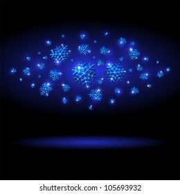 Shining Snowflakes on blue background, illustration.
