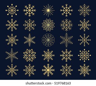 Shining snowflakes on dark blue background