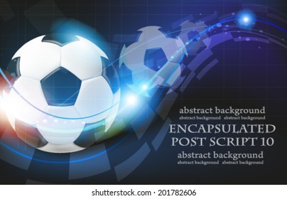 Shining soccer balls on abstract  blue background with lights and sparks.  Abstract soccer background.