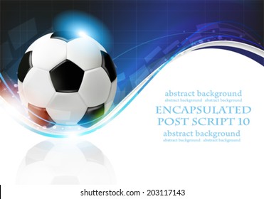 Shining soccer balls on abstract  blue background with lights and sparks.  Abstract soccer background.