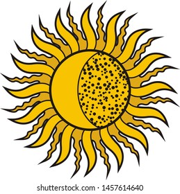 Shining solar eclipse tattoo, vector