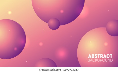 Shining space background with 3d spheres. Beautiful gradient 