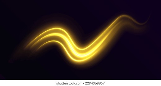 Shining spiral transparent glow effect. Abstract shiny color gold wave design element. Magic shining neon light line trails. 
 Vector illustration