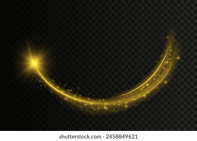 Espiral brillante efecto de brillo transparente. Abstractas elemento de diseño de onda de oro de color brillante. Ilustración vectorial