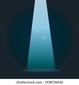 A shining spotlight centered on a dark theater backdrop, highlighting the middle of the stage with glittering light effects.  illustration captures the focused, dramatic atmosphere of an entertainment