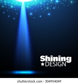 Shining spotlight. Empty scene illuminated design. Beam vector illustration 