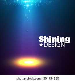 Shining spotlight. Empty scene illuminated design. Beam vector illustration 