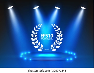 Shining spotlight & empty scene. Vector illustration