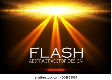 Shining spotlight. Flash. Empty scene illuminated design. Beam vector illustration