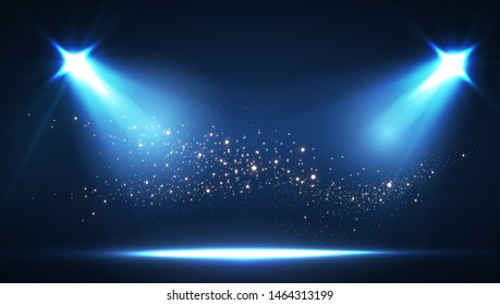 Shining spotlights and empty scene. Elegant promotion design template. Ad, theater, show, big win, gambling and so on. - Shutterstock ID 1464313199