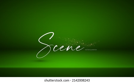 Shining spotlights and empty scene. Glittering abstract background