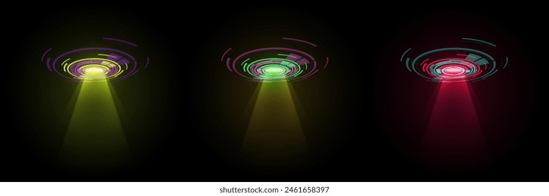 Shining spotlights of light. On a transparent background.