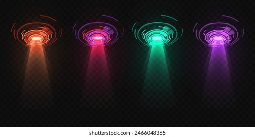 Shining spotlights of light. On a transparent background.