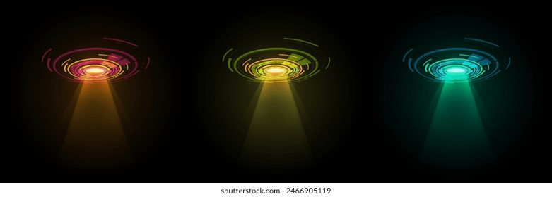 Shining spotlights of light. On a transparent background.