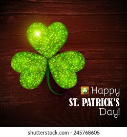 Shining St Patrick's day background with shamrock. Vector illustration