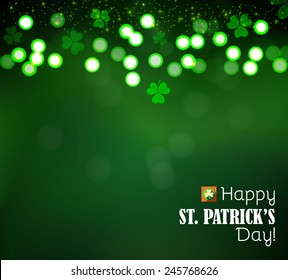 Shining St Patrick's day background with shamrock. Vector illustration