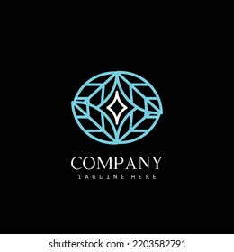 A shining star among the leaves. Line art logo design. Elegant icon ornament symbol. EPS8.