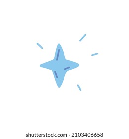 Shining star cartoon icon or symbol, hand drawn flat vector illustration isolated on white background. Sky star sign for t-shirt prints and children clothing.