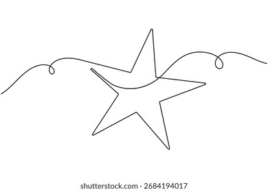 Brilhante estrela contínua um desenho linha minimalista abstrato simples vetor ilustração