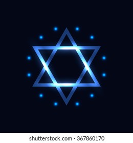 Shining Star of David, symbolizing the twelve tribes of Israel star. Vector illustration