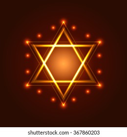 Shining Star of David, symbolizing the twelve tribes of Israel star. Vector illustration