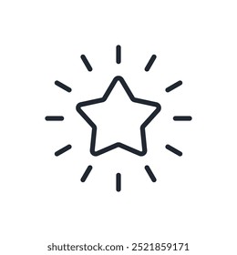 Shining star editable stroke outline icon isolated on white background flat vector illustration. Pixel perfect. 64 x 64