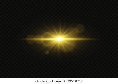 Shining star effect. An explosion of light and flash. On a transparent background.