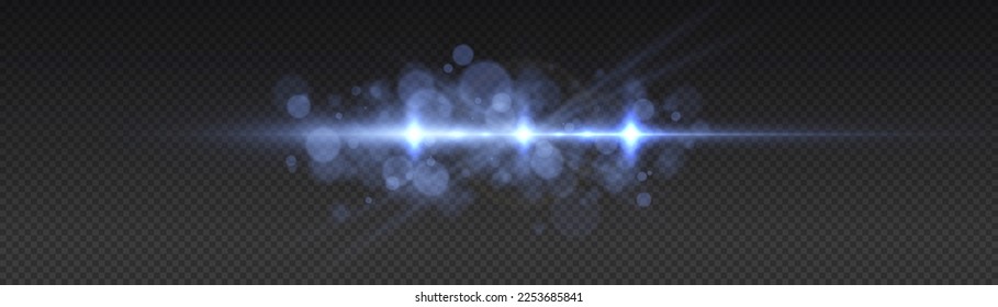 Shining star explosion, sun particles blur and sparks with highlight effect. Effect glare, sun lens rays. Blue lights bokeh glitter and sequins. Transparent light flare and sparkles lines set, vector