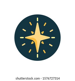 Shining star flat icon. Round colorful button, circular vector sign. Christmas star flat style design