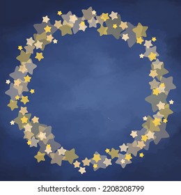 Shining star frame on night sky background for decoration on night winter party and Christmas holiday.
