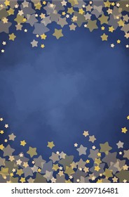 Shining star frame on night sky background for decoration on night winter party and Christmas holiday.