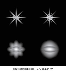 Brillantes destellos de estrellas y suaves orbes de resplandor - Elementos de Vector
