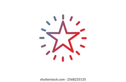 Shining Star Icon, highlighting excellence. Outline Shining star icon.