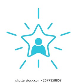 Shining star icon, Isolated on White Background, Blue icon