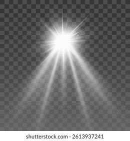 Shining star light effect with diagonal rays, smooth glow, realistic sparkle overlay, soft luminescence, transparent glow effect, elegant and subtle digital lighting design, minimalistic shimmer
