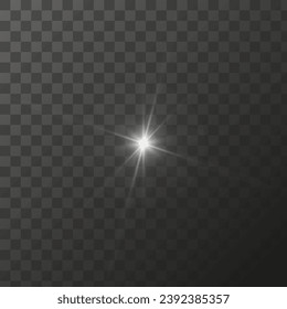 Shining star light rays glowing particles. Vector special effect on a transparent background.