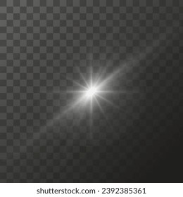 Shining star light rays glowing particles. Vector special effect on a transparent background.