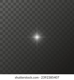 Shining star light rays glowing particles. Vector special effect on a transparent background.