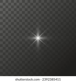 Shining star light rays glowing particles. Vector special effect on a transparent background.