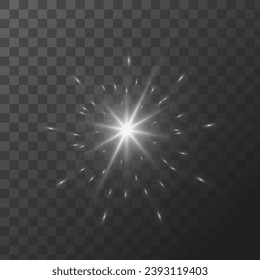 Shining star light rays glowing particles. Vector special effect on a transparent background.