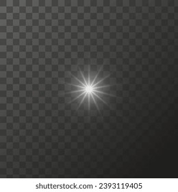 Shining star light rays glowing particles. Vector special effect on a transparent background.